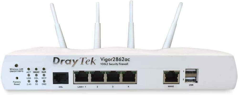DrayTek Vigor 2862AC Quad-WAN 802.11ac 5GHz Wireless Router for ADSL, VDSL and Ethernet-based Broadband with 3G/4G LTE Support