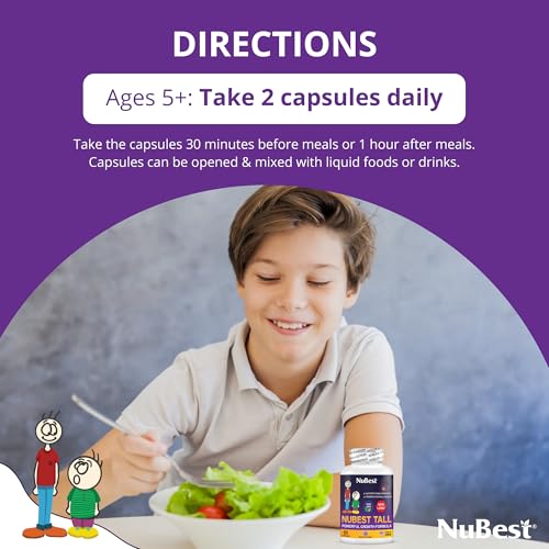 Image of NuBest Tall | Support Bone Strength, Bone Health, Enhanced Immune and Whole Body Wellness with Calcium, Collagen, and Herbs for Ages 5+ & Teens | 60 Capsules | 1 Month Supply