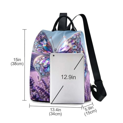 Mochila para mujer casual ligera con diseño de lavanda floral 3