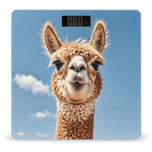 Balanza digital Alpaca Llama de vidrio templado para baño