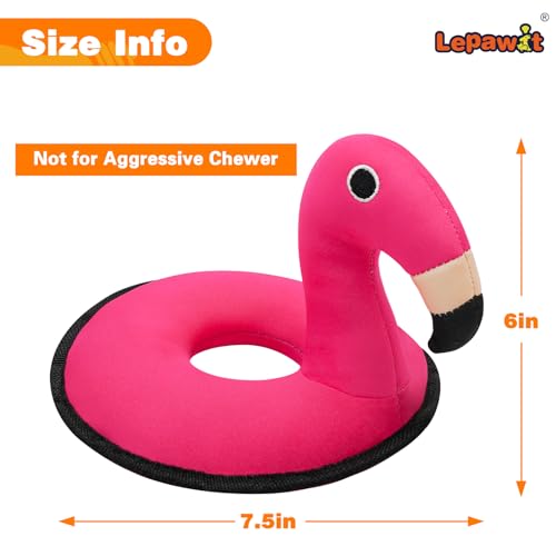 Lepawit Quietschendes Hundespielzeug, schwimmendes Hundespielzeug für drinnen oder draußen, Schwimmring- Design, interaktives Hundegeschenk für kleine und mittelgroße Hunde- Flamingo-6