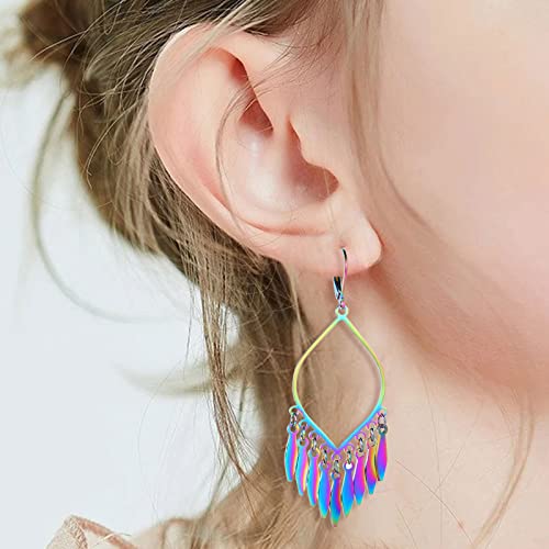Indian Earrings For Women, Chandelier Earrings, Boho Feather Gold Tassel Dangling Bollywood Leaf Dangle Large Statement Bohemian Jewelry Mexican Long Drop Black Earrings With Lever Backs4
