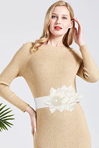 TeeYee Womens Elastic Big Décor Flowers Belt Wide Stretch Adjustable Fashion Waist Belt3