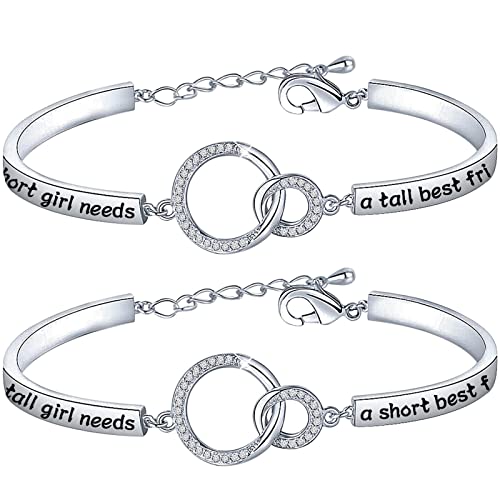 PLITI Funny Short Tall Friend Bracelet Short Tall BFF Set Friendship Jewelry Besties Gift Best Friend Bangle