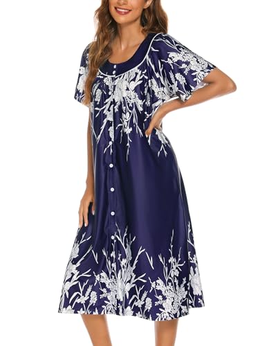 YOZLY House Dress for Women Short Sleeve House Coat Mumu Duster Robe with Pockets4