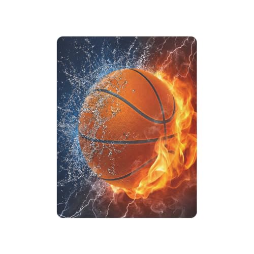 Image of Burning Basketball Crib Sheets Stretchy Portable Sheets for Baby Toddler Breathable Soft Crib Mattress Sheet for Girls Boys