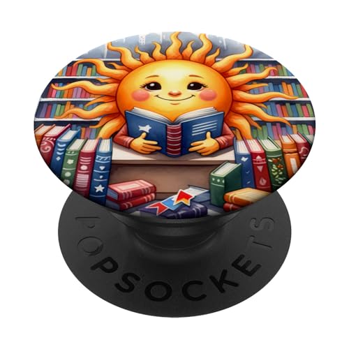 Sun Librarian gère les livres. Partage des connaissances de la bibliothèque PopSockets PopGrip Interchangeable
