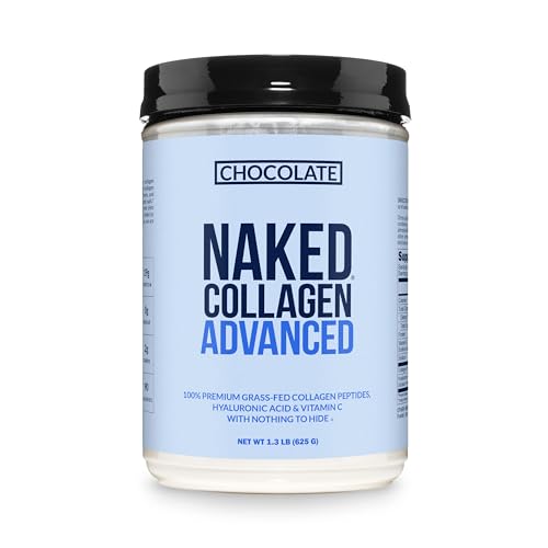 Image of NAKED Chocolate Collagen Advanced - Peptides Protein Powder, Hyaluronic Acid, Vitamin C, Pasture-Raised, Grass-Fed Hydrolyzed Collagen Supplement, Paleo Friendly, Non-GMO, Keto, Gluten Free, 1.3LB