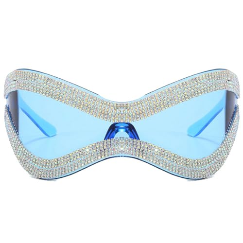 Oversized Fashion Rhinestone Sunglasses for Women Sparkling Diamond Wrap Around Cat Eye Sun Glasses Ladies Y2k Shades2