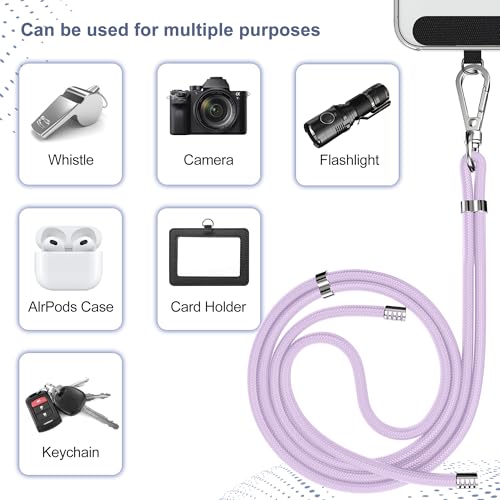 Image of takyu Phone Lanyard, 2 Pack Adjustable Cell Phone Lanyard Crossbody Neck Strap & 2 Pack Phone Wrist Strap with Tether Tabs Compatible for iPhone Android Smartphones-Black Purple