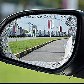 Image of CARTMAN Anti Fog Anti-Mist Rainproof Protective Film For Side Mirror | Water Protective Film Sticker for Car Anti-Glare, Anti-Scratch, Rainproof- Oval (Pack Of 2)
