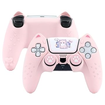 GeekShare Capa protetora de silicone antiderrapante Cat Paw PS5 para controle sem fio PS5 (Rosa)
