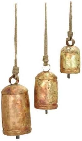 Rustic Iron Noah Temple Bells Set Metal Clapper Rope Hanger Yard Tree Vintage Chime