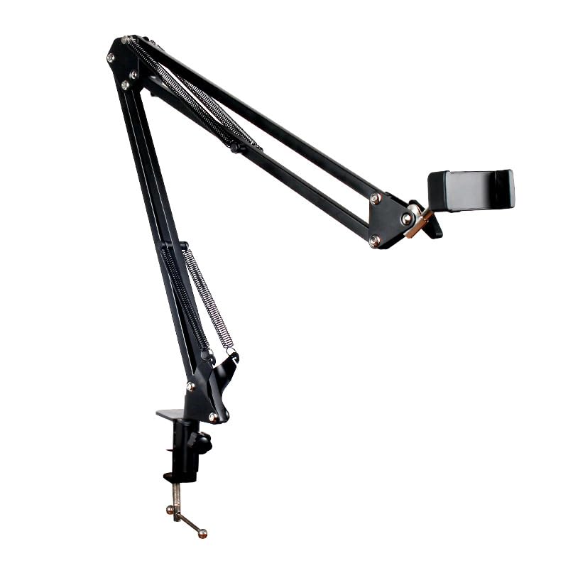Support de téléphone portable réglable 2 en 1 – 30 cm et clip de support de bureau / lit universel pour iPhone 15/14, idéal pour le streaming en direct, la cuisine, les réunions et les films