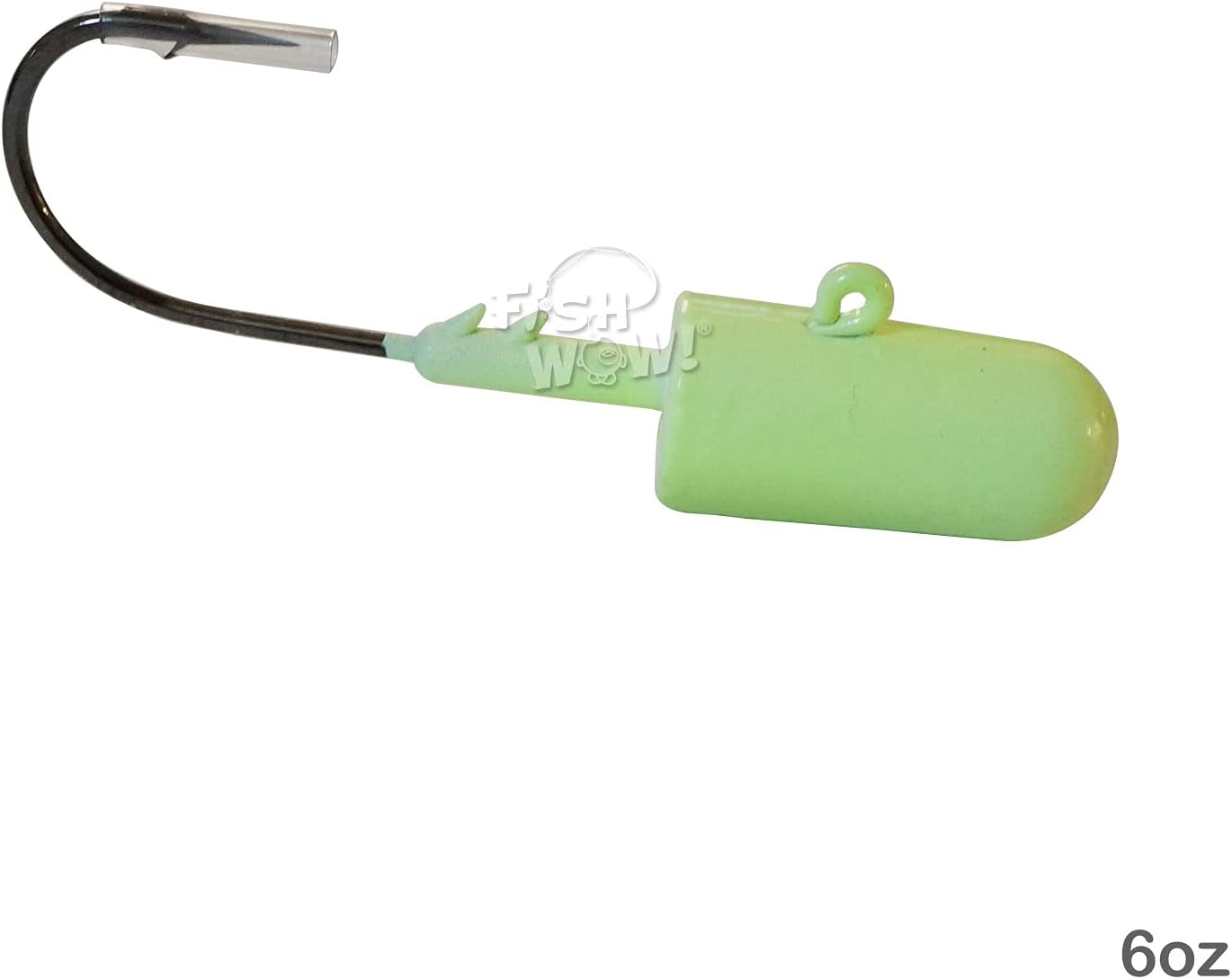 5pcs Glow Fish WOW!® 6oz Bullet Jighead with 32786 MUSTAD 10/0 Hook 2X Strong Black Nickel Hooks Jig Heads