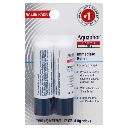 Image of Aquaphor Lip Repair Stick, Moisturizing Lip Balm Pack, Relieves Dryness, 0.17 Oz Stick, (Pack of 4)