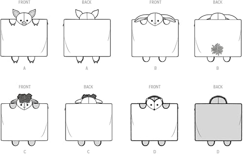 Miniatura 3 de Simplicity Fundas de almohada de animales de peluche, patrón de costura, multicolor, 2 piezas