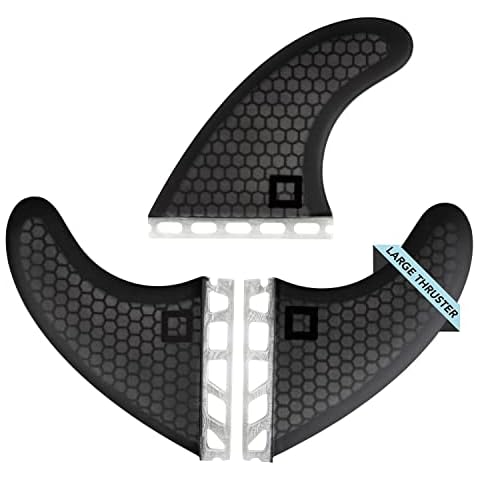 Large Surfboard Fins Sets - Honeycomb Fiberglass Performance Surf Fins - Compatible with Futures Fins Single Tab or FCS1 Twin Tab Surfboards - Ride as Twin, Thruster or Quad Cover