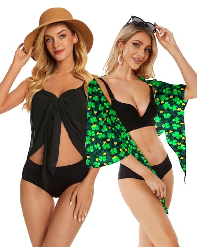 Image of CHICGAL 2 Pieces Women Beach Sarong Bathing Suit Wrap Skirt Sheer Bikini Swimsuit Cover Ups for Swimwear