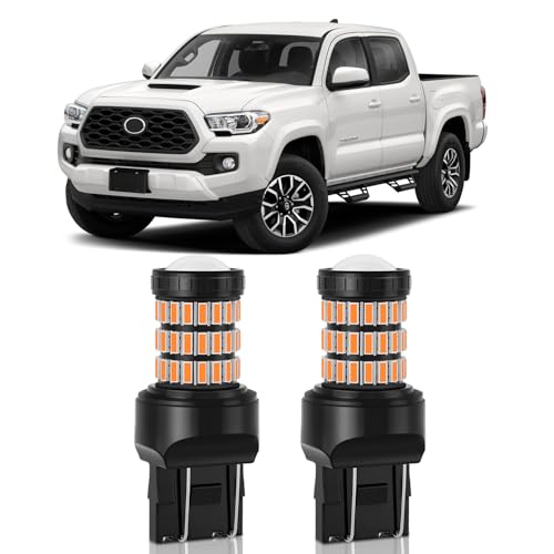 MEALAM Amber Yellow 7443 7444 7440 T20 LED Bulbs with Projector Front/Rear Turn Signal Blinker Lights Compatible with 2016 2017 2018 2019 2020 2021 Toyota Tacoma, Pack of 2