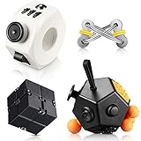 4 Pieces Fidget Toys Handheld Mini Toys Decompression Toys Include a 12-Side Fidget Toy, Black...