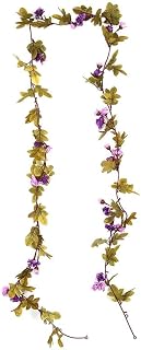Warmiehomy Artificial Flower Garland 7FT Fake Rose Vines Garlands Hanging Floral Plant with 42 Flowers for Wedding Home Party Garden Craft Art Wall Room Decoration, Purple
