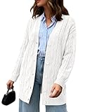 BTFBM Fall Fashion 2025 Chunky Cardigan Sweaters for Women Winter Open Front Cable Knit Button Long Cardigans Outerwear(White, X-Large)