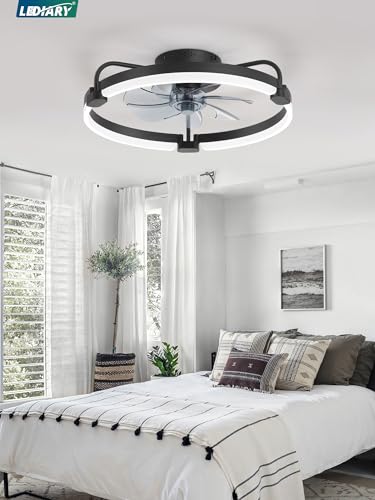 LEDIARY 20" Low Profile Black 6-Speed Ceiling Fan w/ LED Lights + Remote - image 8