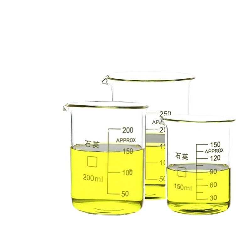 Szklana zlewka z podziałką, Zlewka laboratoryjna ze szkła kwarcowego, skalowana, przezroczysta, 1100°C, 5-1000 ml(100ml)