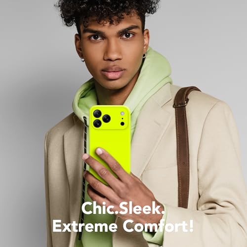 Image of Magnetic for iPhone 17 Pro Max Case, Compatible with MagSafe, [Full Camera Protection][Screen Protector] Silicone Shockproof Protective Phone Case for iPhone 17 Pro Max, Fluorescent Green