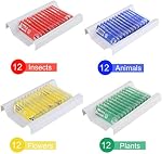 BOJACK 48 PCS Prepared Microscope Slides Set Animals Insects Plants Flowers Plastic Sample Specimens for Students Education