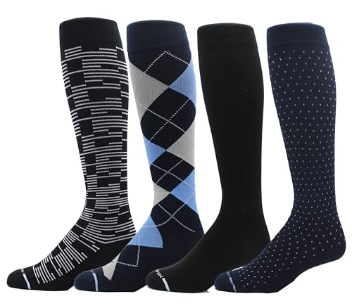 Dr. Motion 4 Pairs Men's Athletic Traveler Graduated Compression Knee High Socks