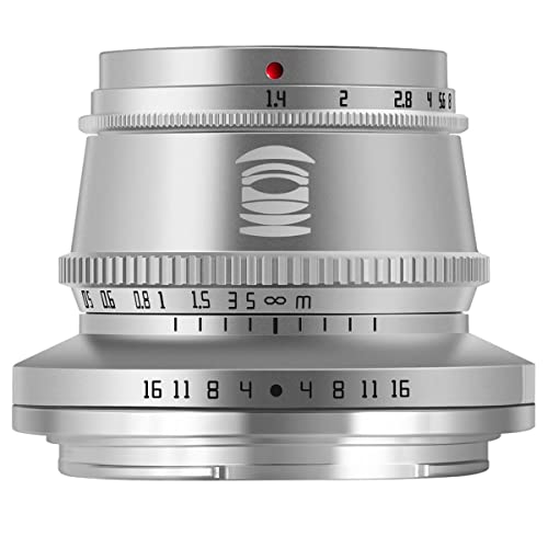 TTArtisan Objectif Grand Angle 35 mm F1.4 APS-C avec Mise au Point Manuelle Sony E Mount Silver Cover