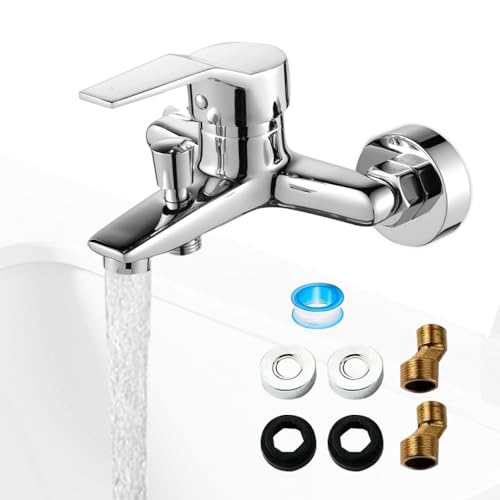 WDKXCN Badewannenarmatur, Mischbatterie Badewanne mit Anschlüsse, Einhebel Wannenarmatur, Wasserhahn Badewanne, Bad Armatur BaDewanne, Badewannen armaturen für Wanne und Dusche (Chrom)