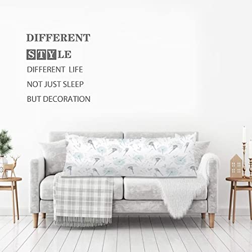 Dandelion Body Pillow Cover Dandelions Flower Elegant Spring Wildflower Farmhouse Decorative Soft Cushion Long Pillowcase With Zipper Floral Bedding Pillow Cases For Sofa Couch 20"X54",Teal Blue Gray #TOP1