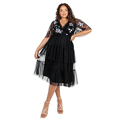 Maya Deluxe Damen Ladies Embroided Dress For Women Flowers Sequin...