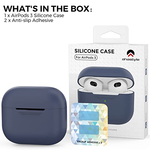 AhaStyle Airpods 3 Case Cover, Soft Silicone Protective Case Compatible with AirPods 3rd Full Body Shockproof Covers for Apple AirPods 3rd Generation 2021 (Midnight Blue) - Image 6