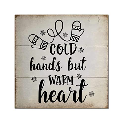 Plaque murale en bois vintage 30x30 cm Cold Hands pour la décoration du salon