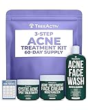 TreeActiv 3 Step Acne Treatment Kit, With Charcoal Face Wash, Cystic Acne Spot Treatment, Salicylic Face Cream Moisturizer with Acne Patches, Acne Kit for Face and Body, Skin Care Acne Treatment Kit
