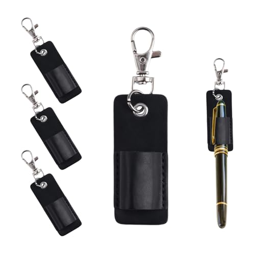 HOMMDECO Cordón de cuero portabebés 4 piezas insignia portátil bolsa cuello cordón suministros de oficina para bolígrafo y marcadores protector de bolsillo de bolígrafo para empleados de clase de