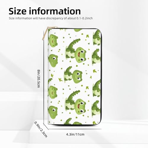 Cute Crocodile Green Print Wallet Women, Leather Bifold Multi Card Wallet, Long Purse Women's Wallets2