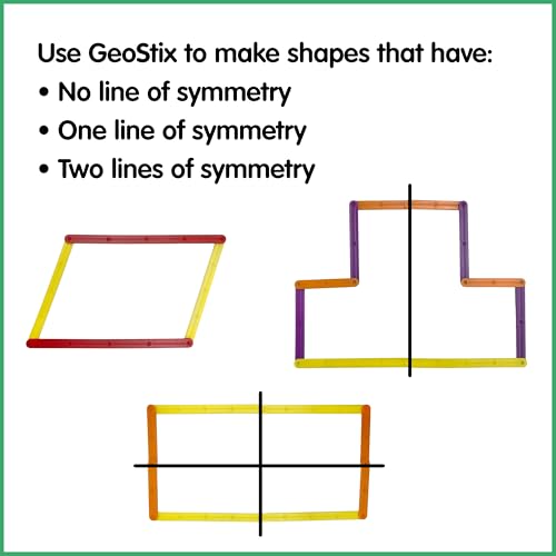 edxeducation GeoStix Deluxe Set | Teach Geometry | 100 Construction Sticks, 2 Protractors, Activity Cards | Manipulative for Math, Art and Fine Motor Skills