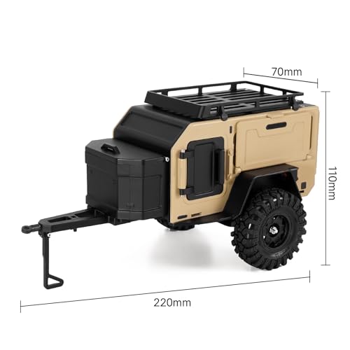 INJORA Off-Road Camping Trailer for 1/18 1/24 RC Crawlers TRX4M SCX24 Upgrade(Sandy Taupe) by INJORA - Image 3