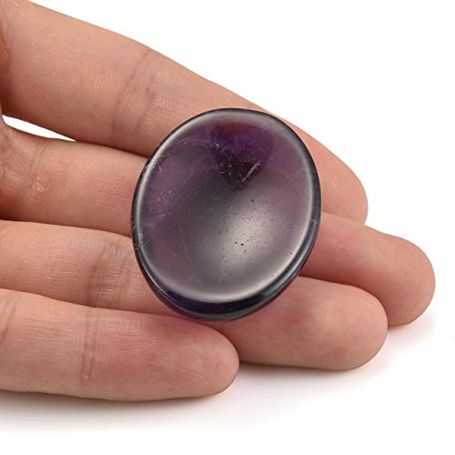 Sunligoo Healing Crystal Amethyst & Rose Quartz Thumb Worry Stone Oval Pocket Palm Gemstones For Anxiety Therapy Geometry Chakra Reiki Balancing -2Pcs #TOP3