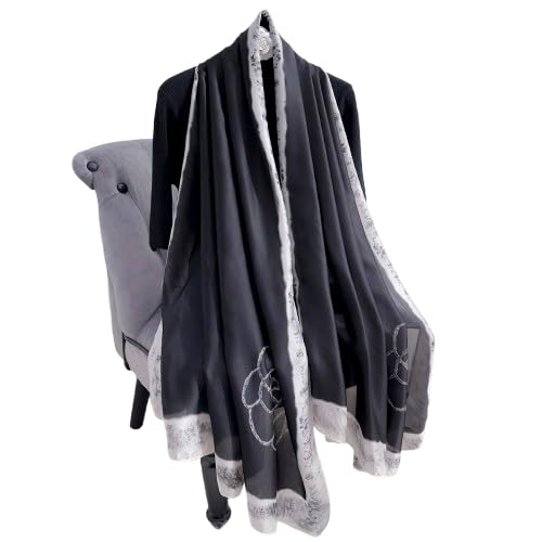 Image of MALINA Women's Polyester Silk Satin Stole Scarf - Soft Lightweight Fashion Wrap, Elegant Floral & Gradient Design, summer stole,Scarf For Women,Premium Stole,Large Size 180x90 cm'