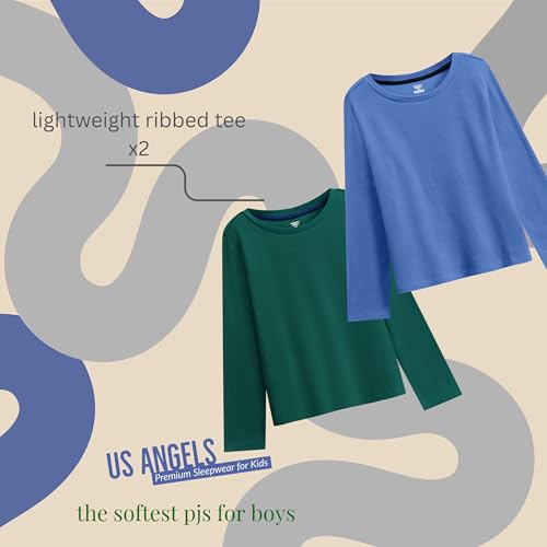 Image of US Angels Pajamas Set for Boys, 4-Piece Set, Short Sleeve Shirt with Pajama Shorts