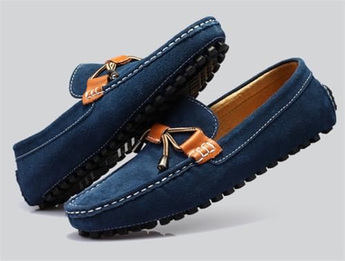 Men's Casual Hand-Sewn Suede Penny Loafers Slip-On Leather Shoes Comfortable Round Toe Lightweight Dress Shoes for Outdoor Walking Driving2