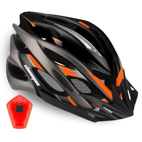 Shinmax Fahrradhelm CE-Zertifikate Fahrradhelm für Herren Damen Unisex MTB Fahrradhelme mit Visier Fahrrad Helm Erwachsenen Fahrradhelm mit LED Rücklicht Mountainbike Helm Radhelm Rennradhelm 57-62cm