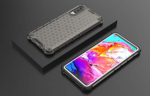 Image of Glasgow | for Samsung Galaxy A70s Honeycomb Pattern Back Case Cover for Samsung Galaxy A70s with 4 Bumper Corners and Military Grade Protection - Black