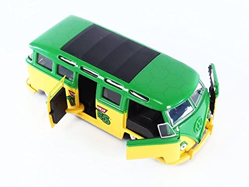 Jada 1:24 Diecast 1962 Vw Bus With Tmnt Leo, Green #TOP3